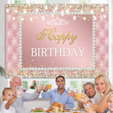 Load image into Gallery viewer, Lofaris Pink white pearls shiny diamond happy birthday backdrop