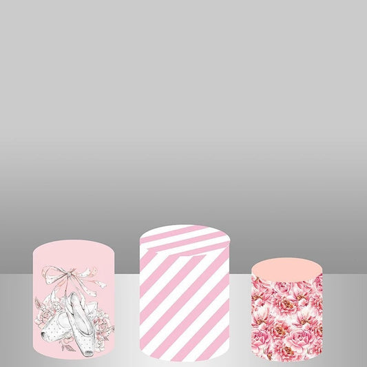 Lofaris Pink White Wedding Backdrop Plinth Cylinder Cover Kit