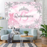 Load image into Gallery viewer, Lofaris Pink Winter Snowflake Happy 15Th Birthday Backdrop