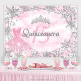Load image into Gallery viewer, Lofaris Pink Winter Snowflake Happy 15Th Birthday Backdrop