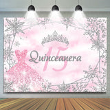 Load image into Gallery viewer, Lofaris Pink Winter Snowflake Happy 15Th Birthday Backdrop