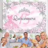 Load image into Gallery viewer, Lofaris Pink Winter Snowflake Happy 15Th Birthday Backdrop