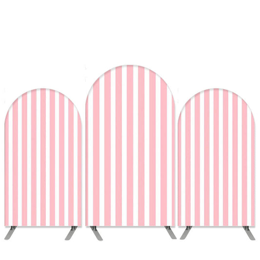 Lofaris Pink With White Stripes Girls Birthday Arch Backdrop Kit Banner
