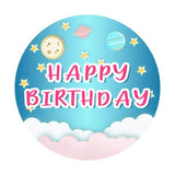 Load image into Gallery viewer, Lofaris Planet Blue Sky Round Happy Birthday Backdrop For Boy