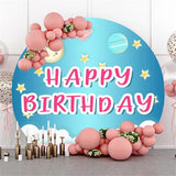 Load image into Gallery viewer, Lofaris Planet Blue Sky Round Happy Birthday Backdrop For Boy