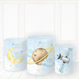 Load image into Gallery viewer, Lofaris Planet With Cloud Plinth Cover Satellite In Sky Pillar Wrap