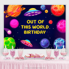 Lofaris Planets Spacecraft Blue Birthday Party Backdrop