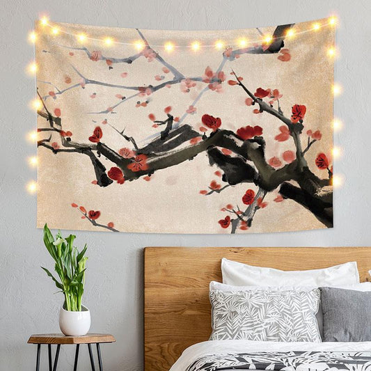 Lofaris Plum Blossom Floral Painting Style Custom Tapestry