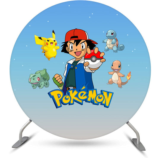 Lofaris Pokemon Theme Cartoon Birthday Circle Party Backdrop Kit