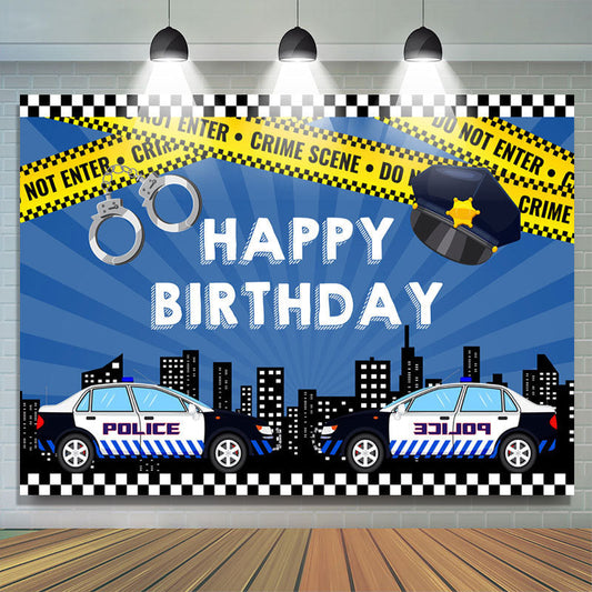 Lofaris Police Car And High Builddings Boys Birthday Backdrop
