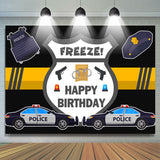 Load image into Gallery viewer, Lofaris Police Car And Pistol Happy Birthday Backdrop For Boy