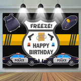 Load image into Gallery viewer, Lofaris Police Car And Pistol Happy Birthday Backdrop For Boy
