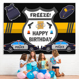 Load image into Gallery viewer, Lofaris Police Car And Pistol Happy Birthday Backdrop For Boy