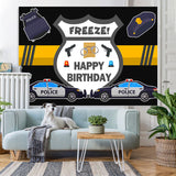Load image into Gallery viewer, Lofaris Police Car And Pistol Happy Birthday Backdrop For Boy