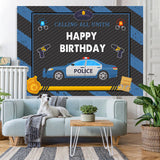 Load image into Gallery viewer, Lofaris Police Car With Blu And Black Happy Birthday Backdrop