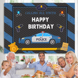 Load image into Gallery viewer, Lofaris Police Car With Blu And Black Happy Birthday Backdrop