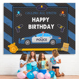Load image into Gallery viewer, Lofaris Police Car With Blu And Black Happy Birthday Backdrop