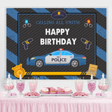 Load image into Gallery viewer, Lofaris Police Car With Blu And Black Happy Birthday Backdrop