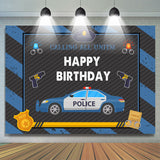 Load image into Gallery viewer, Lofaris Police Car With Blu And Black Happy Birthday Backdrop