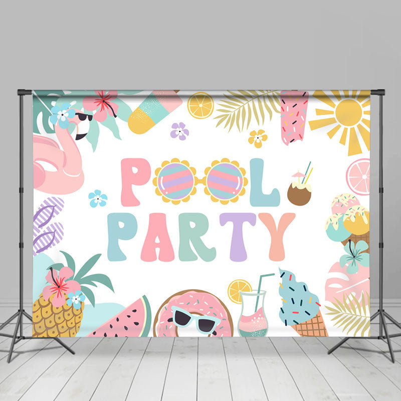 Pool Backdrops Pool Party Hawaii Ice Cream Summer Holiday Backdrop - Lofaris