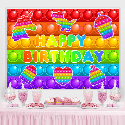 Lofaris Pop It Colorful Lovely Dessert Happy Birthday Backdrop