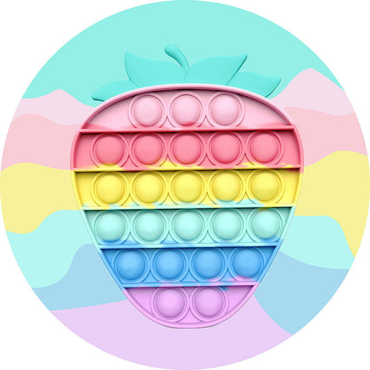 Lofaris Pop It Cute Strawberry Theme Round Backdrop Kit For Girl