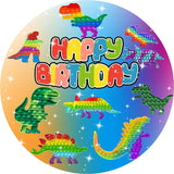 Load image into Gallery viewer, Lofaris Pop It Dinosaur Themed Happy Birthday Round Backdrops