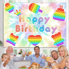 Lofaris Pop It Glitter Bokeh Happy Birthday Backdrop For Kids