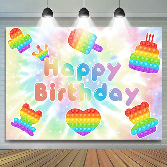 Lofaris Pop It Glitter Bokeh Happy Birthday Backdrop For Kids