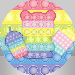 Lofaris Pop It Simple Colorful Lovely Birthday Round Backdrops
