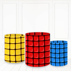 Lofaris Primary Color Squares Pillar Wrap Red Yellow Blue Plinth Cover
