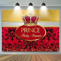 Lofaris Prince Baby Shower Red Gold Glitter Party Backdrop for Girl