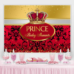 Lofaris Prince Baby Shower Red Gold Glitter Party Backdrop for Girl