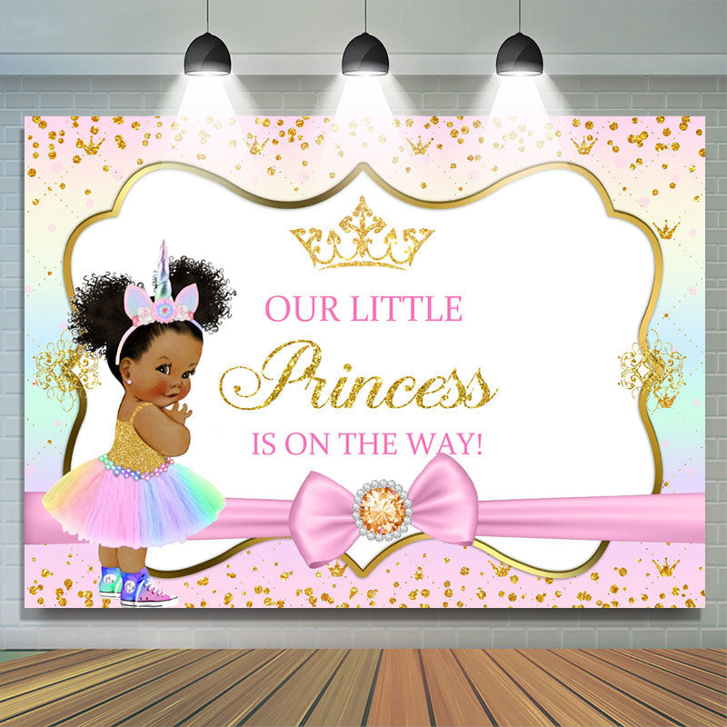 Princess And Pink Theme Baby Shower Backdrop For Girl Lofaris