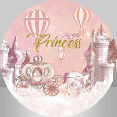 Lofaris Princess Castle Pink Carriage Round Birthday Backdrop