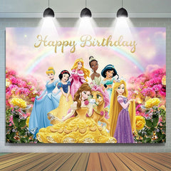 Lofaris Princess Colorful Rainbow Flowers Birthday Backdrop