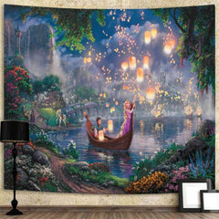 Lofaris Princess Trippy Novelty Fairytale Lake Floral Wall Tapestry