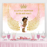 Load image into Gallery viewer, Lofaris Princess With Glitter Wing Pink Baby Shower Backdrop