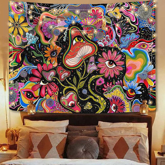Lofaris Psychedelic Flower Eyes Abstract Cartoon Wall Tapestry