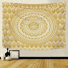 Lofaris Psychedelic Yellow Lotus Bohemian Mandala Wall Tapestry
