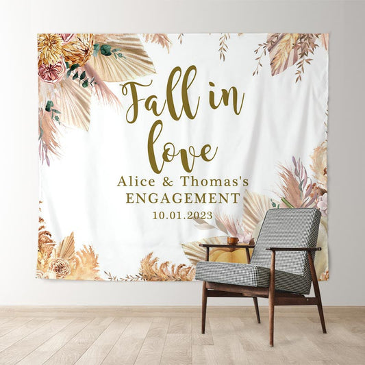 Lofaris Pumpkin Fall In Love Autumn Bridal Shower Backdrop
