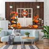 Load image into Gallery viewer, Lofaris Pumpkin Flower Wood Board Door Backdrop for Photo