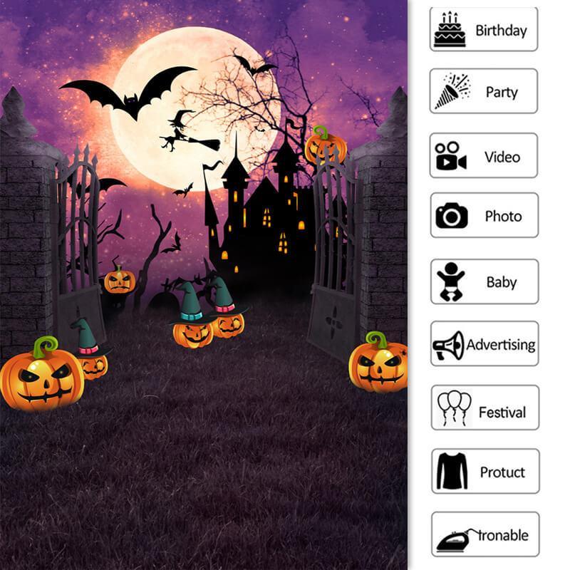 Lofaris Pumpkin Lantern Horror Spooky Night Halloween Themed Backdrop