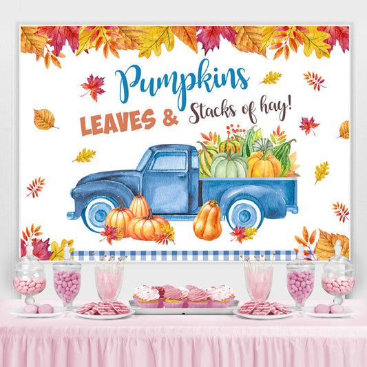 Lofaris Pumpkin Leaves Trucks Photo Backdrop for Party