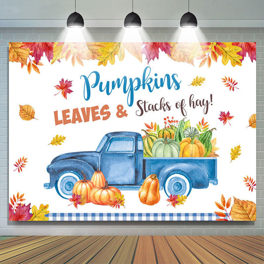 Lofaris Pumpkin Leaves Trucks Photo Backdrop for Party