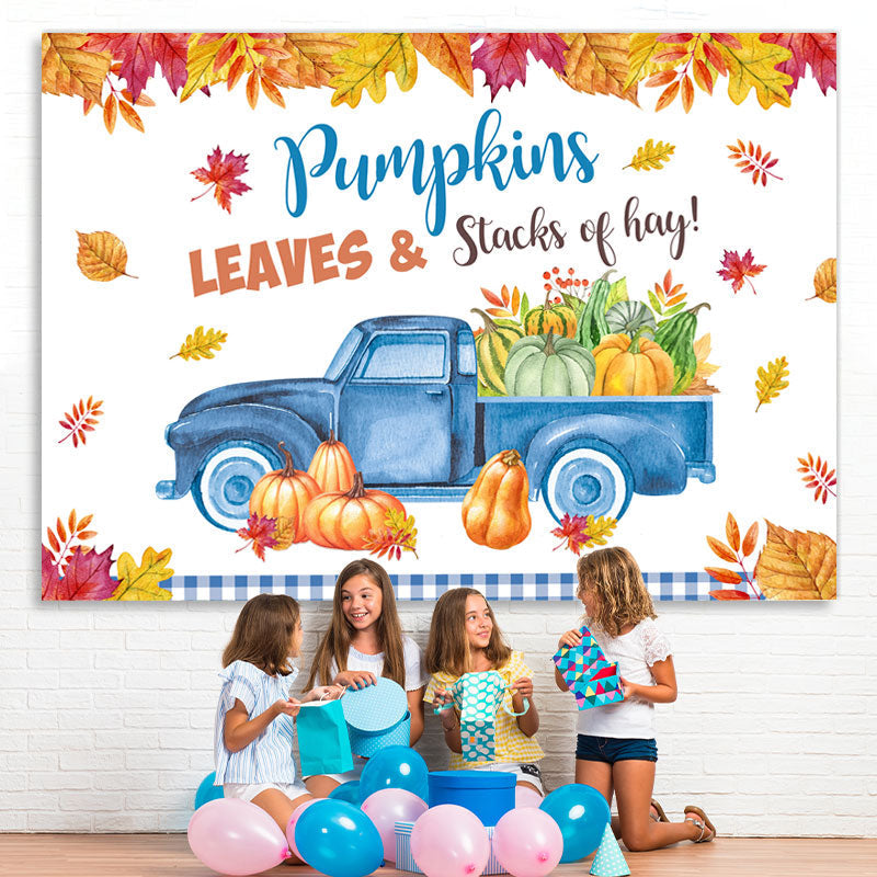 Lofaris Pumpkin Leaves Trucks Photo Backdrop for Party
