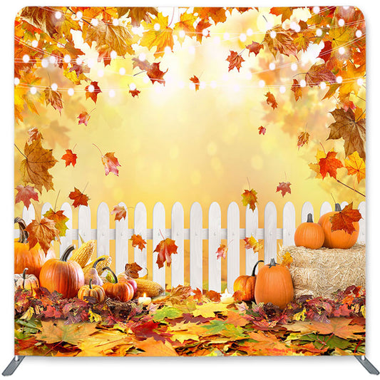 Lofaris Pumpkin Maple Leaves Double-Sided Backdrop for Autumn