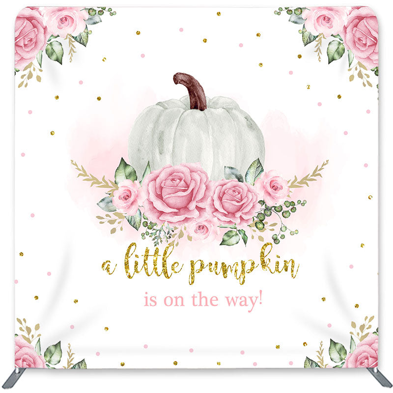 Lofaris Pumpkin On The Way Double-Sided Backdrop for Baby Shower