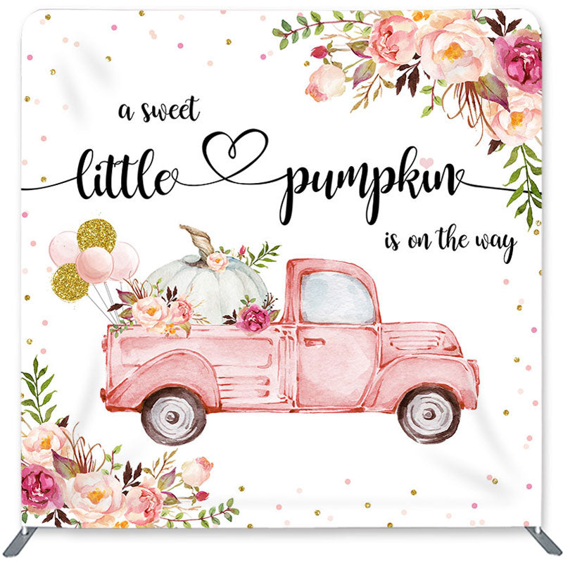 Lofaris Pumpkin Pink Car Double-Sided Backdrop for Baby Shower