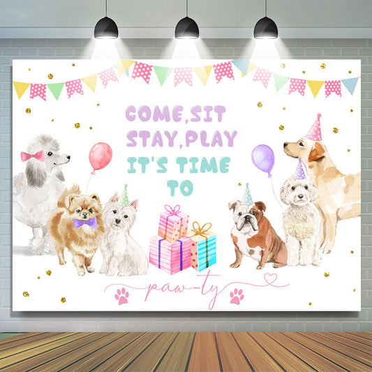 Lofaris Puppy Game Party Theme Happy Birthday Backdrop